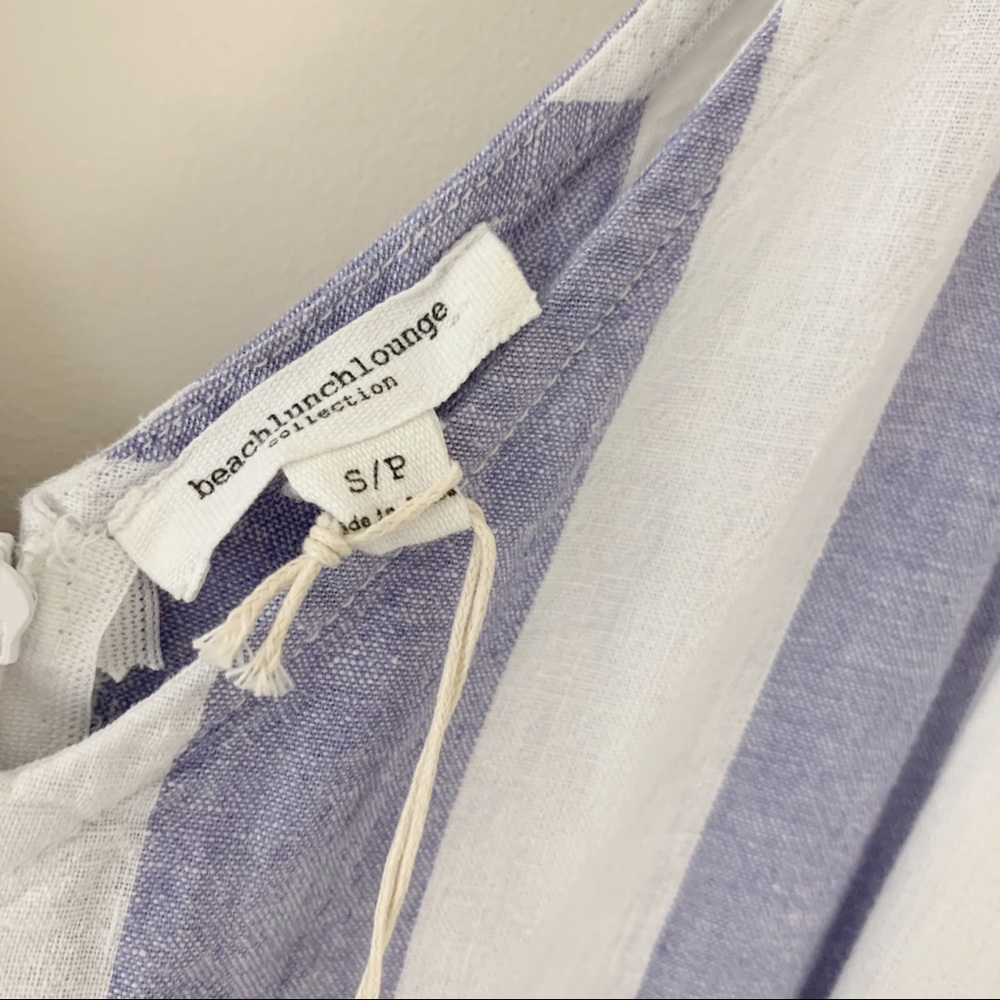 NWT BEACHLUNCHLOUNGE Striped Lennon Jumpsuit Blue White Linen Size Small - Picture 9 of 11